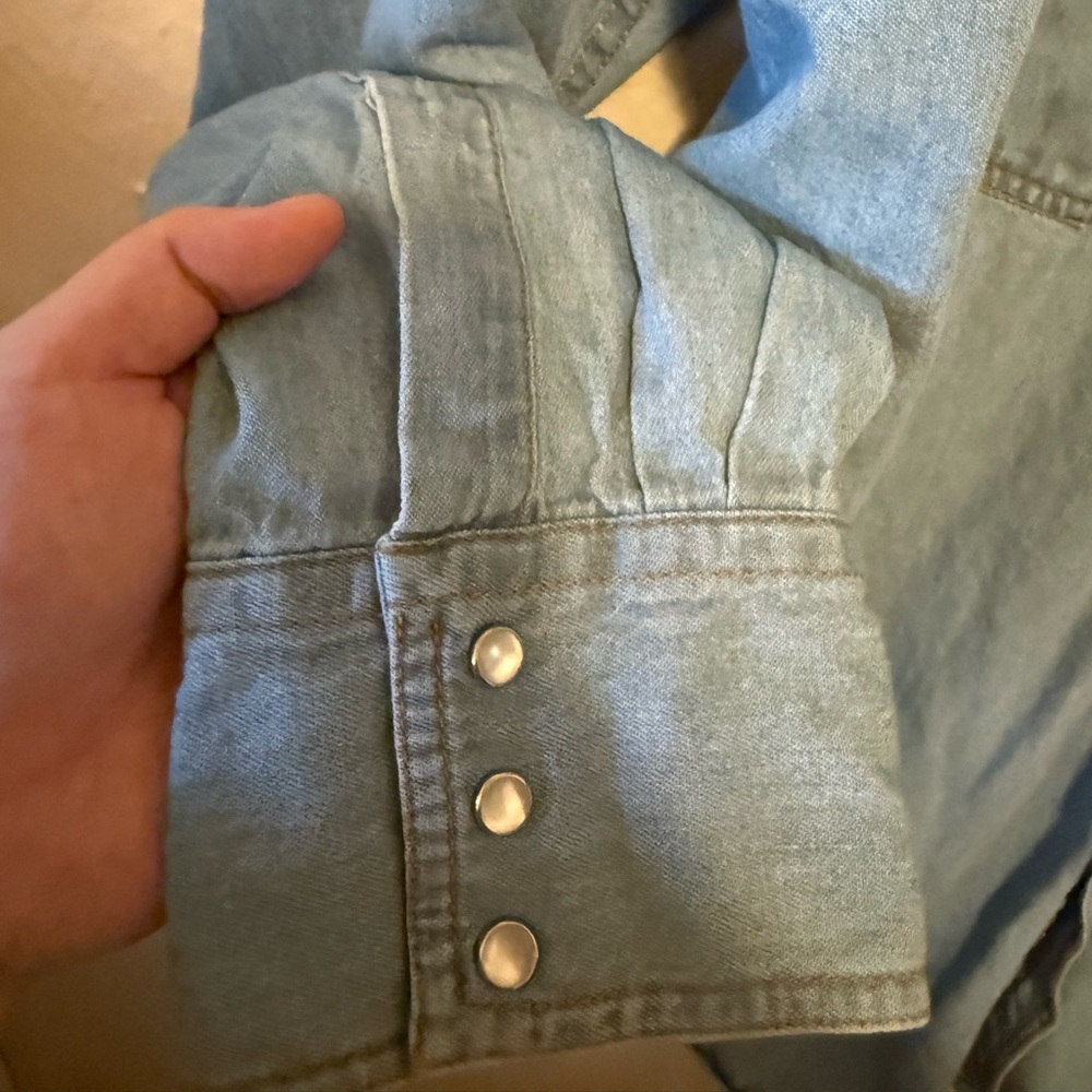 Denim Button-Up Shirt with pearl snap - Picture 8 of 9